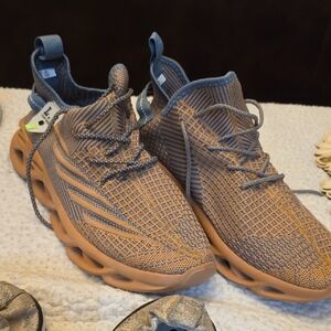 Stylish Brown and Blue Sneakers